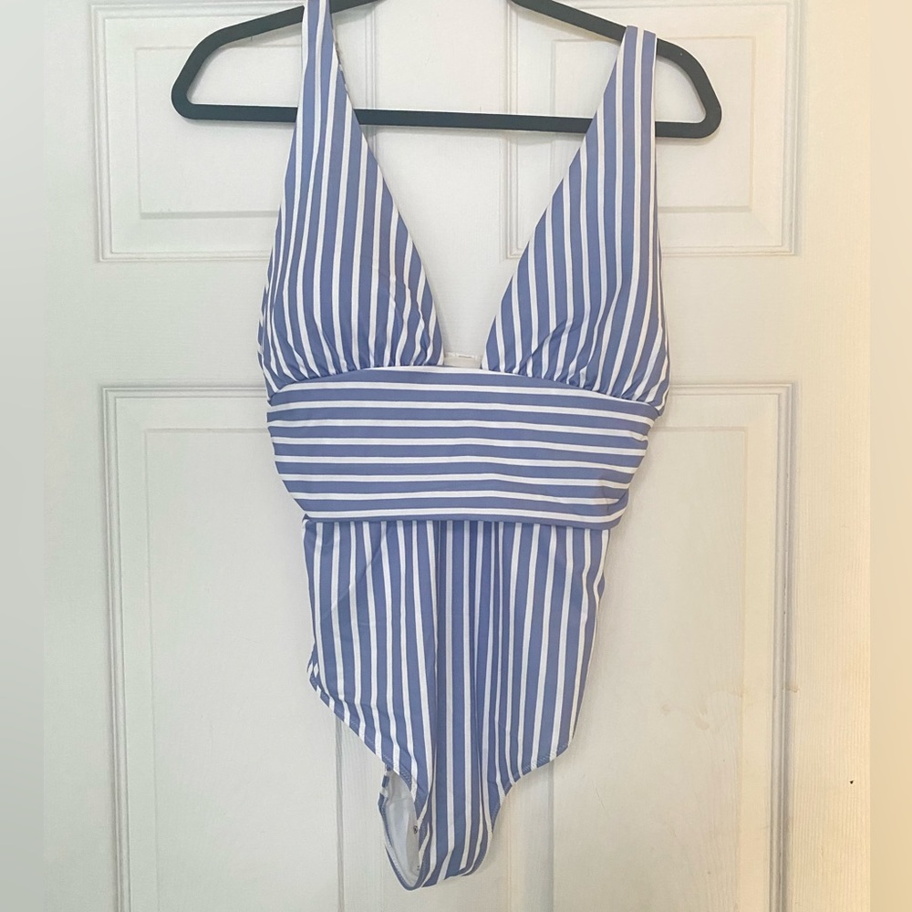 NWT Striped blue and white one piece swimsuit